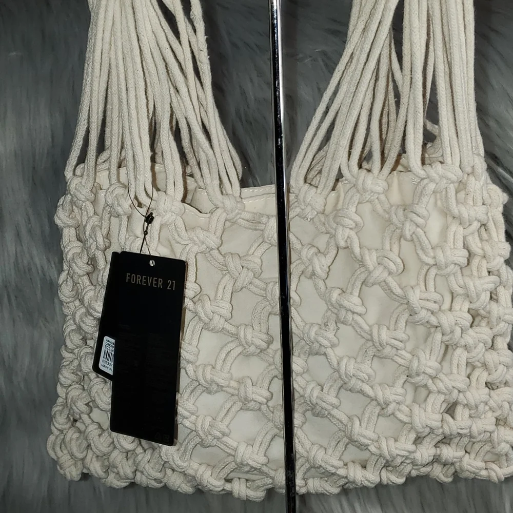 Forever 21 ivory macrame hand bag - Picture 3 of 4
